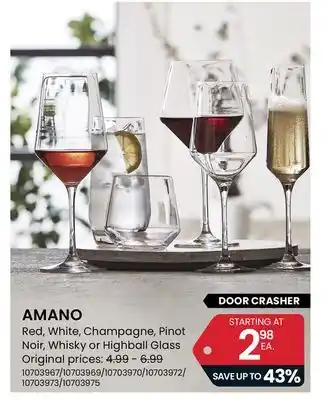 Stokes Amano red, white, champagne, pinot noir, whisky or highball glass offer