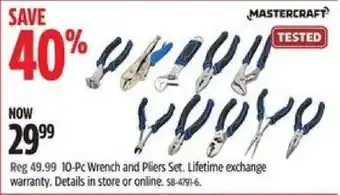 Canadian Tire 10-Pc Wrench and Pliers Set offer