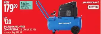 Canadian Tire Mastercraft 8-gallon oil-free compressor offer