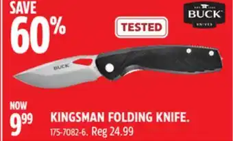 Canadian Tire Buck kingsman folding knife offer