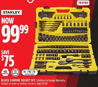 Canadian Tire Stanley black chrome socket set offer
