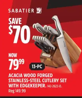 Canadian Tire Sabatier acacia wood forged stainless-steel cutlery set with edgekeeper offer