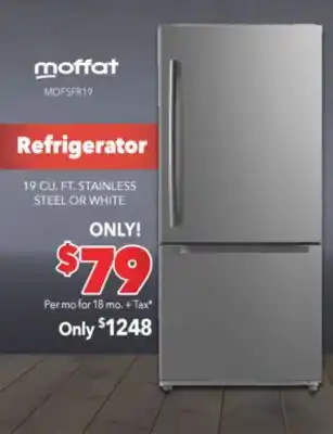 Surplus Furniture Moffat stainless steel 19 cu ft refrigerator offer