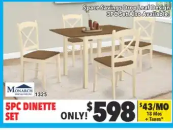 Surplus Furniture Cream & oak 5pc dinette set offer