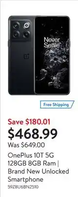 Walmart Oneplus 10t 5g 128gb 8gb ram | brand new unlocked smartphone offer