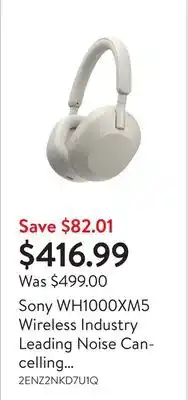 Walmart Sony wh1000xm5 wireless industry leading noise cancelling headphones with auto noise cancelling optimizer crystal clear hands offer