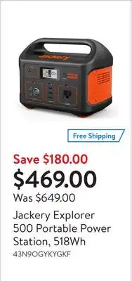 Walmart Jackery explorer 500 portable power station, 518wh offer