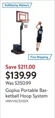 Walmart Goplus portable basketball hoop system offer