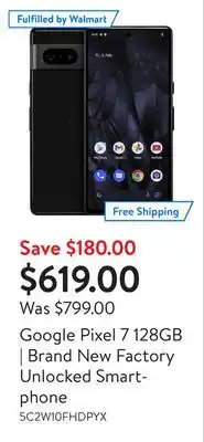 Walmart Google pixel 7 128gb | brand new factory unlocked smartphone offer
