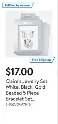 Walmart Claire's jewelry set white, black, gold beaded 5 piece bracelet set love, female, 91860 offer