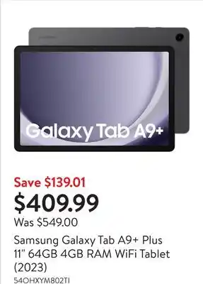 Walmart Samsung galaxy tab a9+ plus 11 64gb 4gb ram wifi tablet (2023) offer