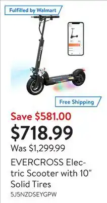 Walmart Evercross electric scooter with 10 solid tires offer