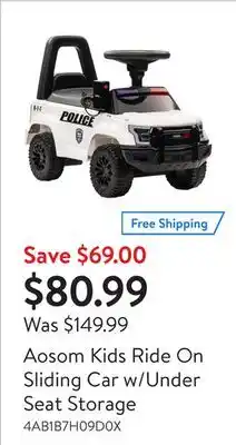 Walmart Aosom kids ride on sliding car w/under seat storage offer