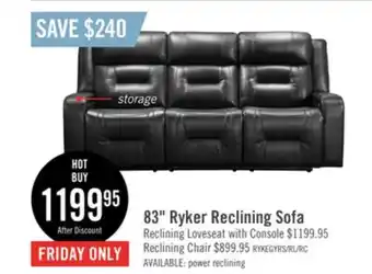 The Brick Ryker leath-aire reclining sofa - grey offer