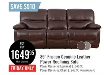 The Brick Franco genuine leather power reclining sofa - brown offer