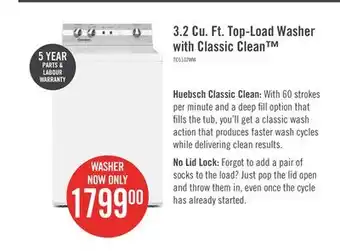 The Brick Huebsch 3.2 cu. ft. top-load washer with classic clean - tc5102wn offer