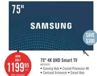 The Brick Samsung 75 cu7000 4k crystal uhd tv offer