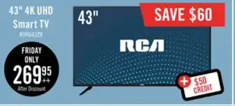 The Brick Rca 43 4k uhd led roku smart tv offer