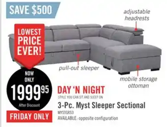 The Brick Myst 3-piece right-facing linen-look fabric sleeper sectional - ash offer