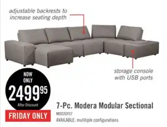 The Brick Modera 7-piece linen-look fabric modular sectional with 1 console - grey offer