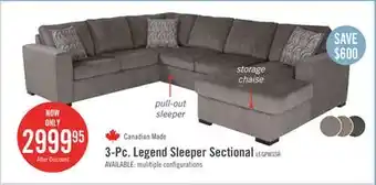 The Brick Legend 3-piece right-facing chenille sleeper sectional sofa - pewter offer