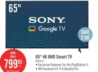 The Brick Sony 65 x77l 4k hdr led google tv offer