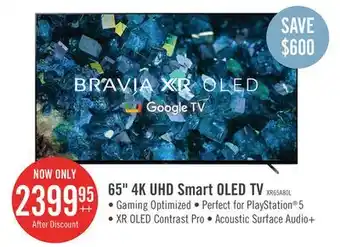 The Brick Sony bravia xr 65 a80l 4k hdr oled smart google tv offer
