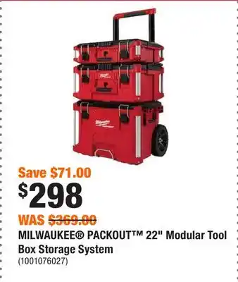 Home Depot Milwaukee packout 22 modular tool box storage system offer