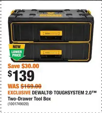Home Depot Exclusive dewalt toughsystem 2.0 two-drawer tool box offer