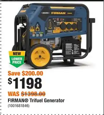 Home Depot Firman trifuel generator offer