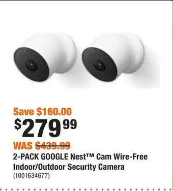 Home Depot 2-pack google nest cam wire-free indoor/outdoor security camera offer