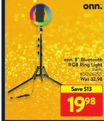 Walmart Onn. 8 bluetooth rgb ring light offer