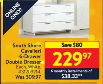 Walmart South shore cavalleri 6-drawer double dresser offer