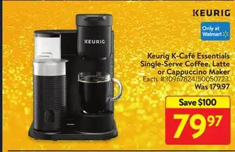 Walmart Keurig k-cafe essentials single-serve coffee, latte or cappuccino maker offer