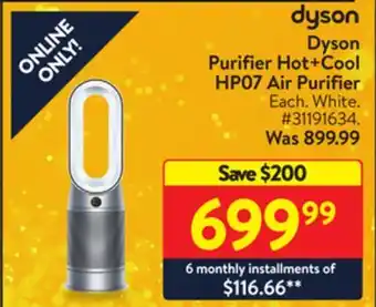 Walmart Dyson purifier hot+cool hp07 air purifier offer