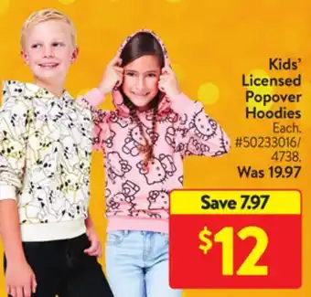 Walmart Kids' licensed popover hoodies offer