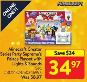 Walmart Minecraft creator series party supreme's palace playset with lights & sounds offer