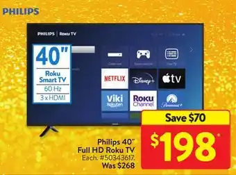 Walmart Philips 40 full hd roku tv offer