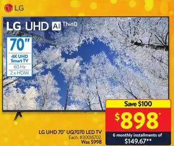 Walmart Lg uhd 70 uq7070 led tv offer