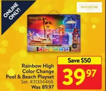 Walmart Rainbow high color change pool & beach playset offer
