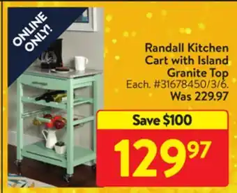 Walmart Randall kitchen cart with island granite top offer