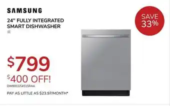 Goemans Appliances Samsung 24 fully integrated smart dishwasher offer