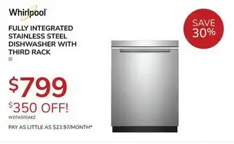 Goemans Appliances Whirlpool stainless steel dishwasher with third rack offer