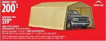Canadian Tire Shelterlogic peak autoshelter , 10 x 20 x 8´ h offer