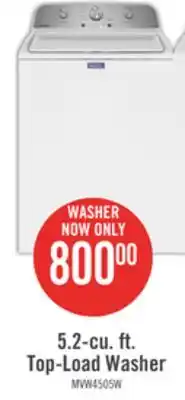 The Brick Maytag 5.2 cu. ft. top-load washer with power agitator - mvw4505mw offer
