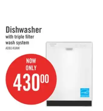 The Brick Amana dishwasher with triple filter wash system - adb1400amw offer