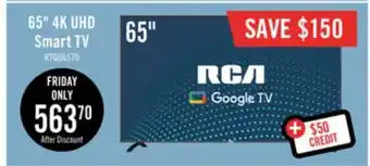 The Brick Rca 65 4k hdr smart google tv offer