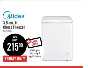 The Brick Midea 3.5 cu. ft. chest freezer mc350swar0rc1 offer