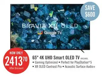 The Brick Sony bravia xr 65 a80l 4k hdr oled smart google tv offer