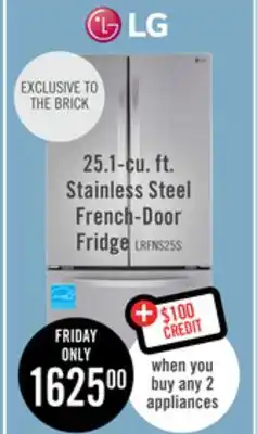 The Brick Lg 25.1 cu. ft. french-door refrigerator - lrfns2503s offer